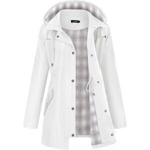 🆕Women White Hiking Raincoat Women Waterproof Jacket Lightweight Hood